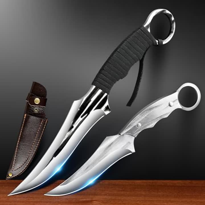 Fixed Blade Hunting Knife Set - 2 Piece Survival Tactical Knife with Sheath
