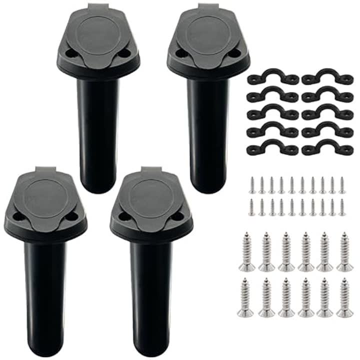 ISURE MARINE 4pc Kayak Fishing Rod Holder - Plastic Flush Mount Boat Rod…