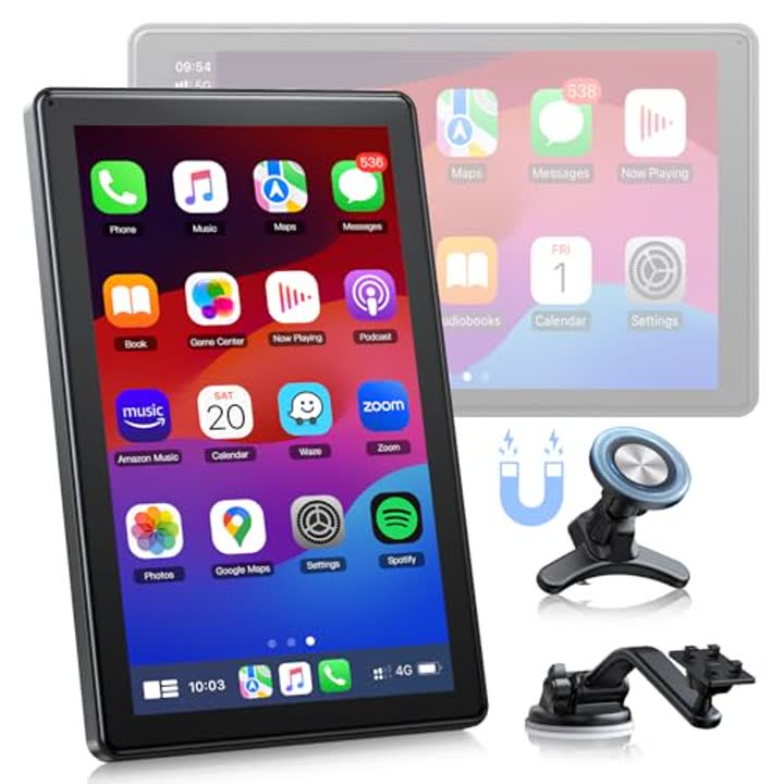 LAMTTO Wireless Apple Carplay Screen for Car Android Auto Magnetic Holder