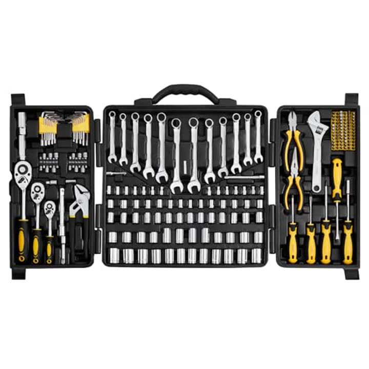 VEVOR Mechanics Tool Set 207 Pieces 1/4" 3/8" 1/2" Drive…